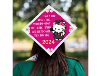 Printed Hello Kitty Graduation Cap Topper