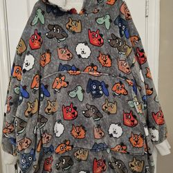 Cozy Sherpa Lined Oversized Hoodie Pajama – Dog Print 🐶