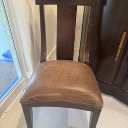 Bernhardt Leather And Wood Chairs Set Of 6