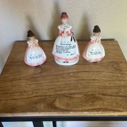 Enesco Prayer Ladies Salt and Pepper& Napkin Holder Set
