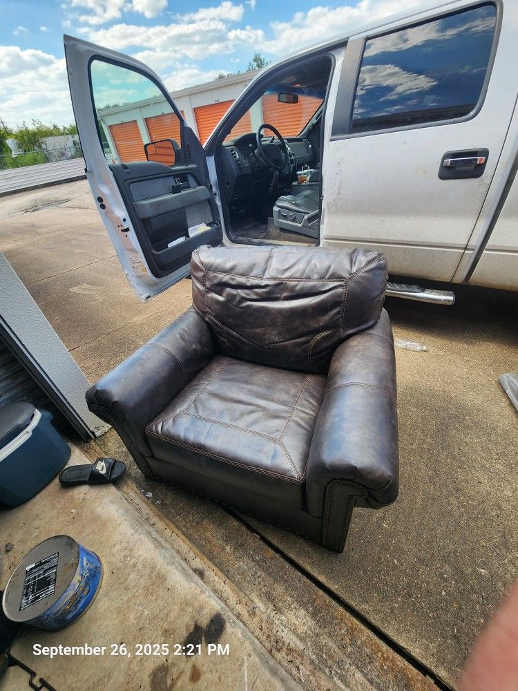 Ashley Leather Chair And Ottoman 