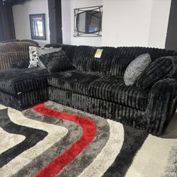 Modern Plush Corduroy Sectional Sofa w/ Chaise – Brand New