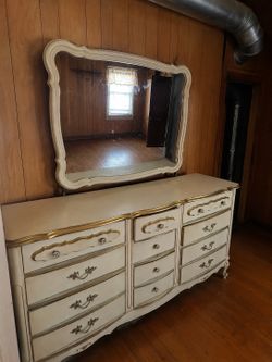 Dresser with Mirror (Vintage White French )