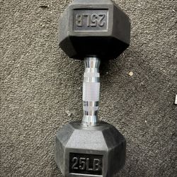 Rubber Encased Hex Weights Dumbbells  of 25lb Cast Iron Hand Weights with Anti-Slip