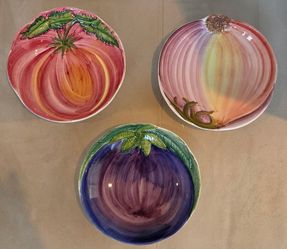 Vietri Italy Ceramic Vegetable Bowls - Set of 3  /  9" D