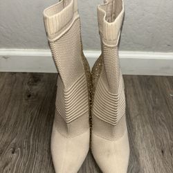 Beige Bling Boots