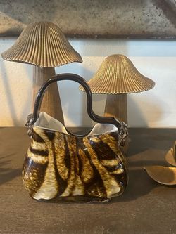 Modern Animal Print Glass Purse Decor