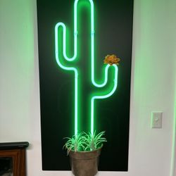 Vintage Real Neon cactus Art Work