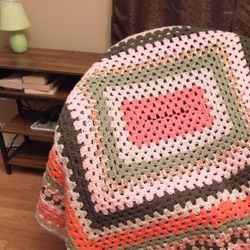 Crochet Granny Rectangle Afghan Throw 