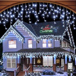 Christmas Lights Outdoor, 33ft 400 LED Icicle Lights for Outside, Plug in Twinkle Lights Indoor with 8 Modes Timer Waterproof for House Holiday Decor 