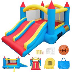 Whubefy Bounce House for Kids 3-6 Big Kids 8-12, 12.6FTx9FT Inflatable Bounce House with Blower Double Slide Obstacle, Indoor Outdoor Blow up Bouncy C