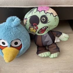 Angry birds blue jay stuffed animal and hanging eyeball green zombie 