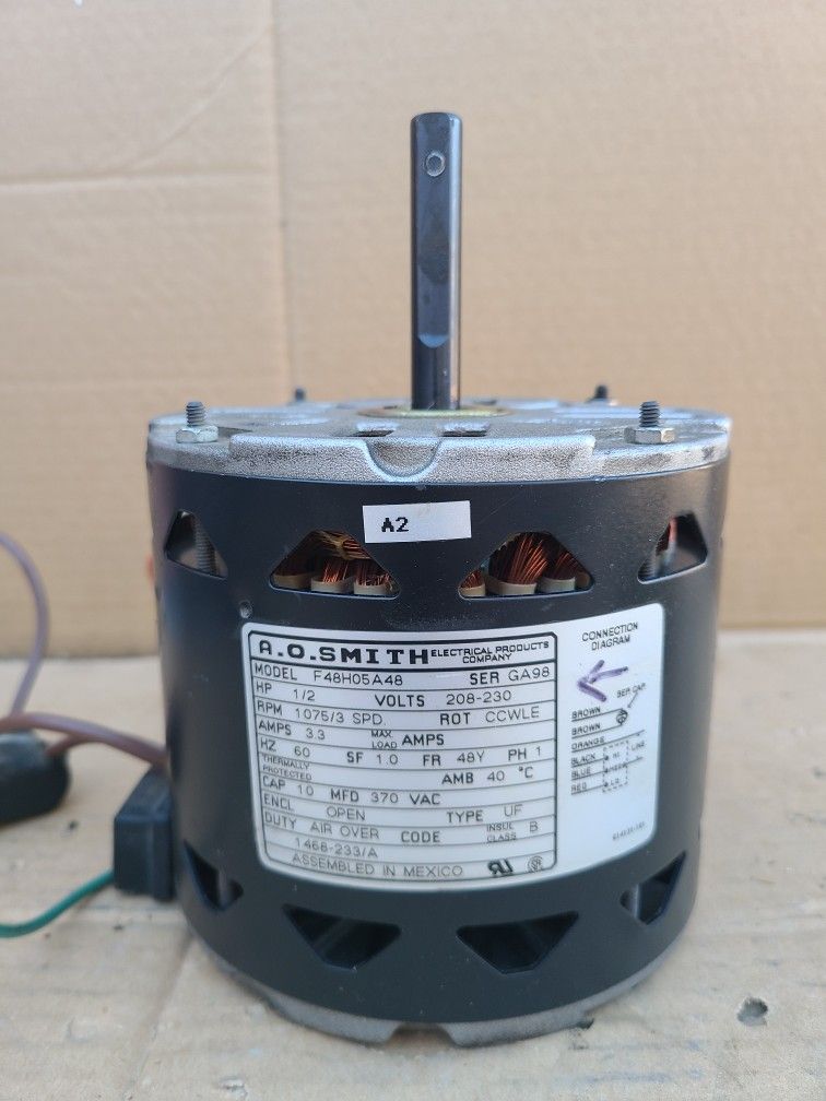 1/2 HP 208-230V 1075RPM AC UNIT BLOWER MOTOR. I HAVE ANY SIZE ON CAPACITORS CONDENSER AND BLOWER MOTORS.