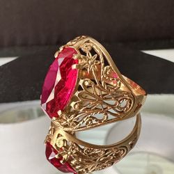 14K (583) Gold Vintage Soviet Ruby/Corundum Ring