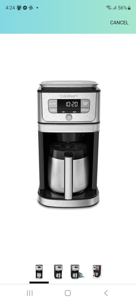Cuisinart DGB 850 Burr Grind & Brew 10 Cup Coffeemaker with Thermal Carafe,  Black/Stainless Steel, Silver