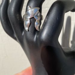 Size 6 Sterling Silver Whale Fins Ring 