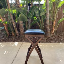 Backless Black Leather Bar Stools (Set Of 2)