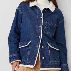 Ann Taylor chore Work Jacket Sz Medium Denim Carpenter Women’s 