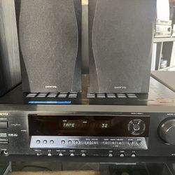 Onkyo receiver with powered sub & bookshelf speakers