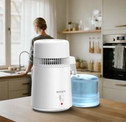 1.1 Gallon Countertop Water Distiller with Flame-Retardant Material, BPA-Free Container & Stainless Steel Interior, 750W Water Distiller