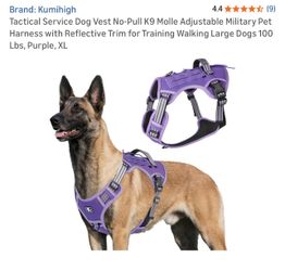 Purple Tactical Harness Dog Vest Size: XL & S