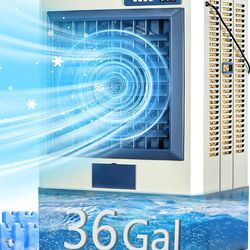 New 58 Inch Evaporative Air Cooler, 8979 CFM Swamp Cooler with 110° Oscillation, 36 Gallon Water Tank, Portable Air Conditioner with 3 Speeds, Air Coo