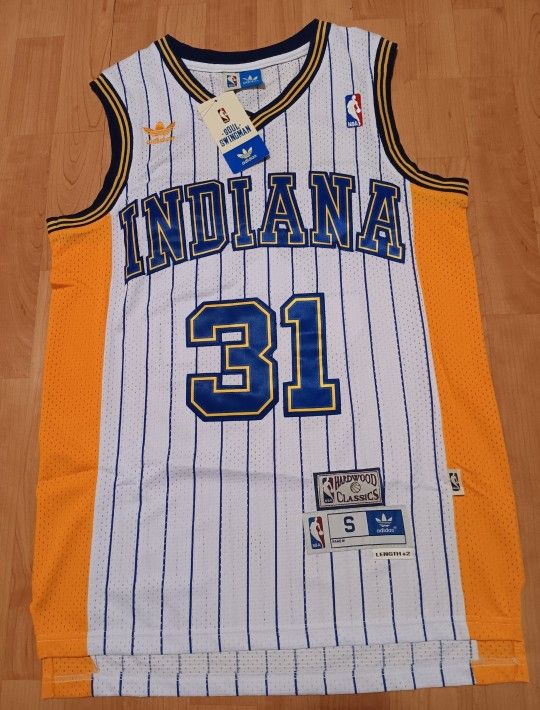 Reggie Miller Indiana Pacers White Pinstripes Jersey