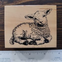 Lamb Spring Easter Wooden Rubber Stamp Art Craft Supply