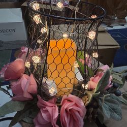 custom made wire lighted candle center piece