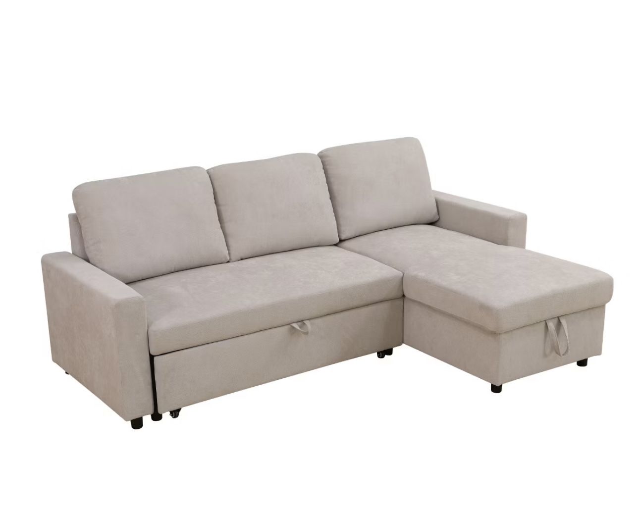 Light Gray Microfiber Sectional Sleeper Sofa Couch