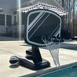Pool basketball goal