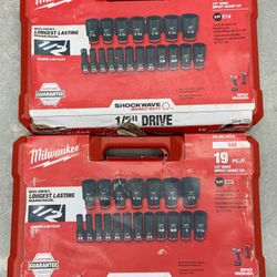 New Milwaukee 1/2 Inch Drive Shockwave Impact Duty Socket Kit For Wrenches Tool 49-66-7012 Hight Torque Steel Hex Design Job Site Professional DIY