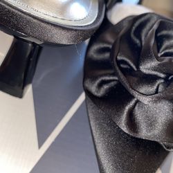 black flower stiletto heels
