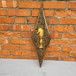 Burwood Vintage Diamond Shaped Chess Piece MCM Wall Hanging Made In The USA