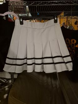 Halloween Spirit,Cheerleader skirt,white with black stripes,Large