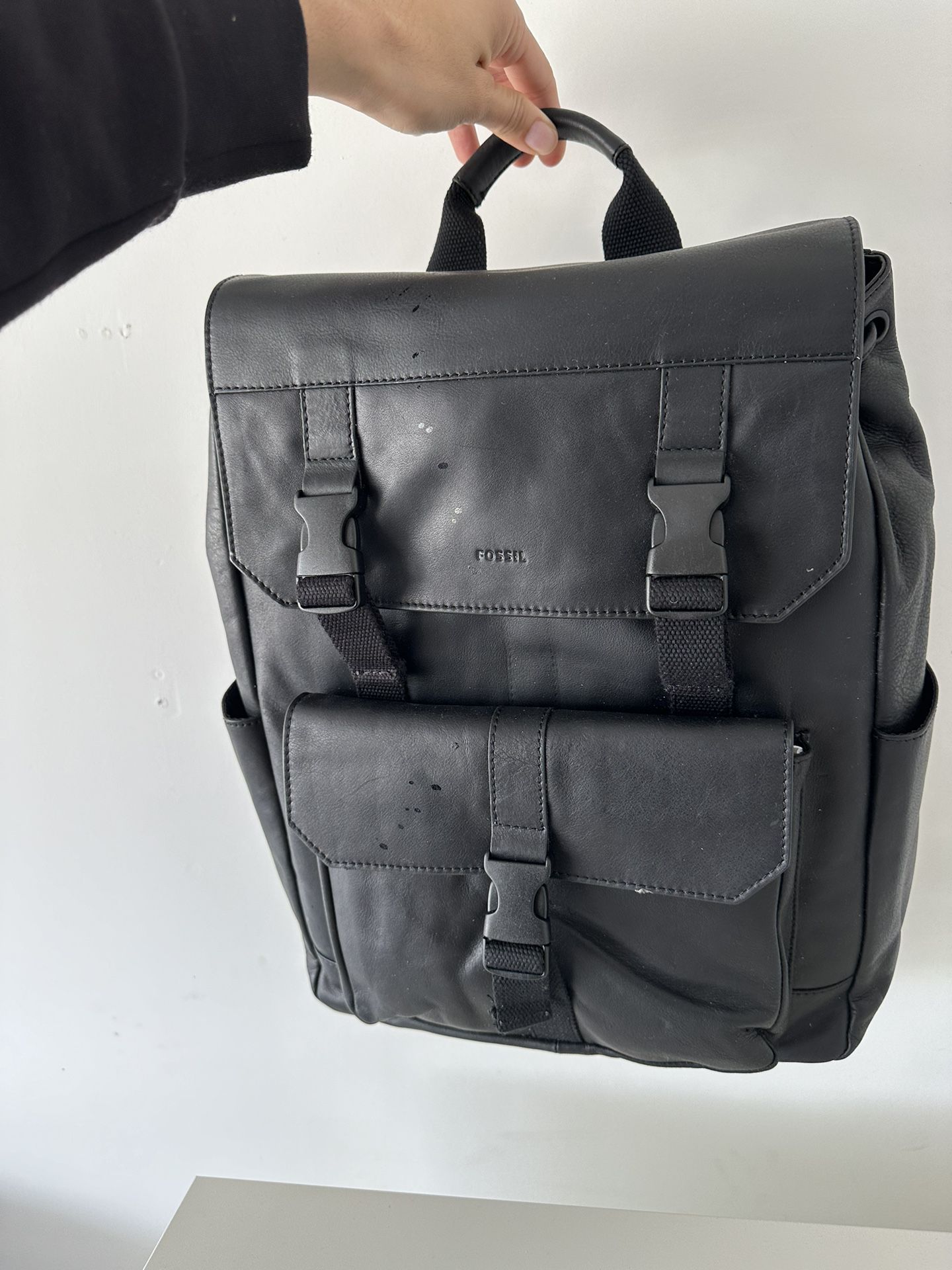 Fossil Weston Black Leather Backpack 
