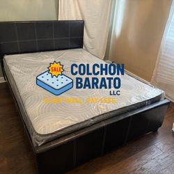 NEW BED FRAME FULL SIZE WITH MATTRESS AND BOX SPRING