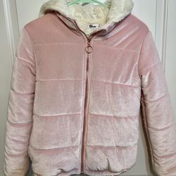 Girls size XL Epic Threads Soft Pink Velveteen Puffer Jacket 