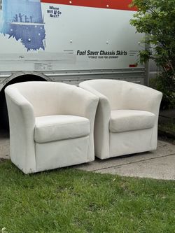 Modern White Barrel Accent Chairs