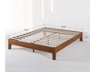 Mellow Naturalista Grand - 12 Inch Solid Wood Platform Bed with Wooden Slats - No Box Spring Needed - Twin (Cherry)
