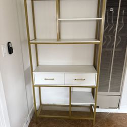 White And Gold Shelving Unit 