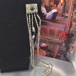  RENAISSANCE REVIVAL LONG  BROOCH, CULTURE PEARLS, MYSTIC STONES
