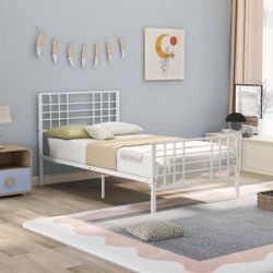 Metal Twin Size Bed Frame with Headboard and Footboard, Twin Size Platform Bed Frame, 