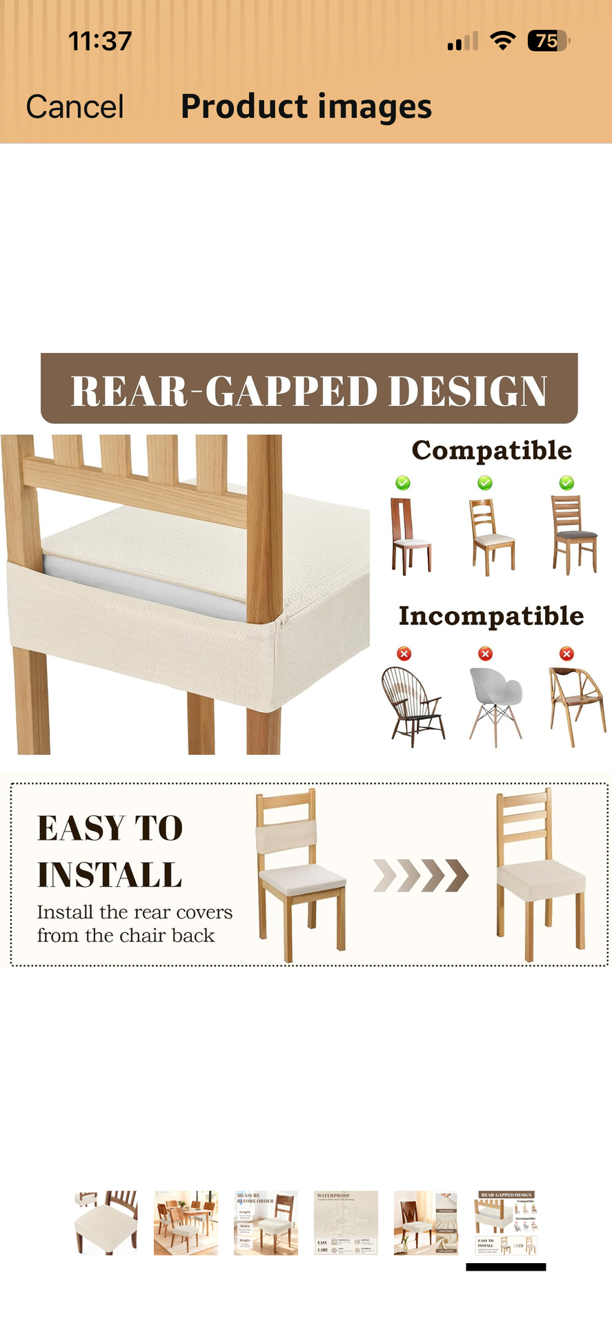 Set of 4 Waterproof dining chair cover