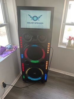 Golden karaoke speaker with android tablet