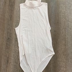 White Armless Bodysuit Turtleneck Forever 21 Size medium