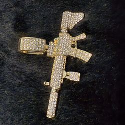 Gold Played Cubic Zirconia Gun Pendents 