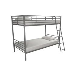 Mainstays Convertible Twin over Twin Metal Bunk Bed, Silver, New In Box