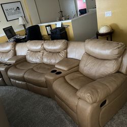 Two Theatre Style Reclining Couches