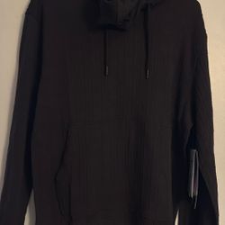 New Size Medium Men’s Long Sleeve With Hoodie, Brown, Dark Brown Chocolate Color